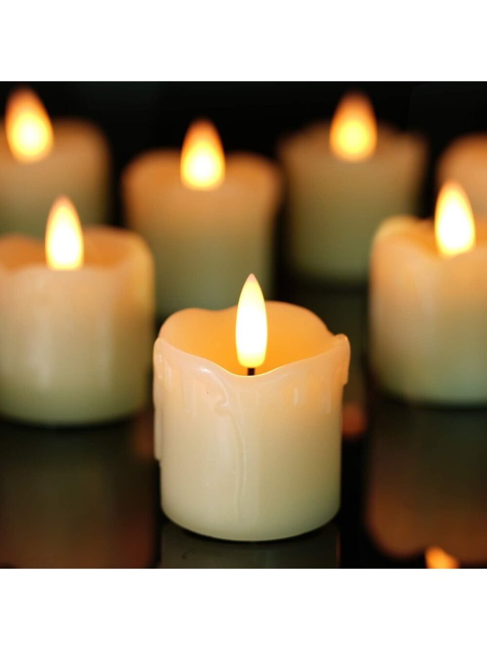 New Flameless Votive Candles with Timer, Real Wax, 6-Pack for Weddings & Parties